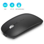 Souris sans fil 2.4G BT 5.0, périphérique métallique, Rechargeable pour iPad, téléphone portable, silencieuse